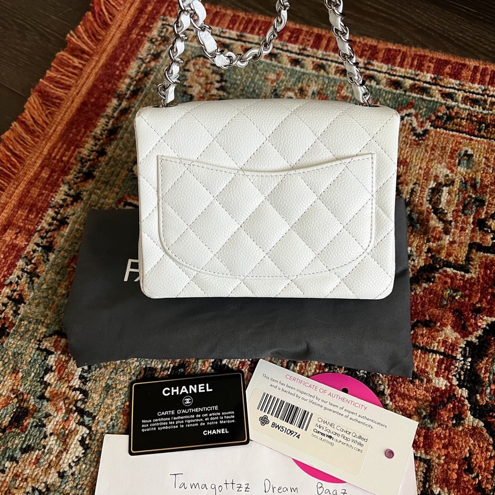 ❌SOLD-payment plan❌Chanel Classic Caviar Mini Square White Flap Bag - Picture 4 of 10